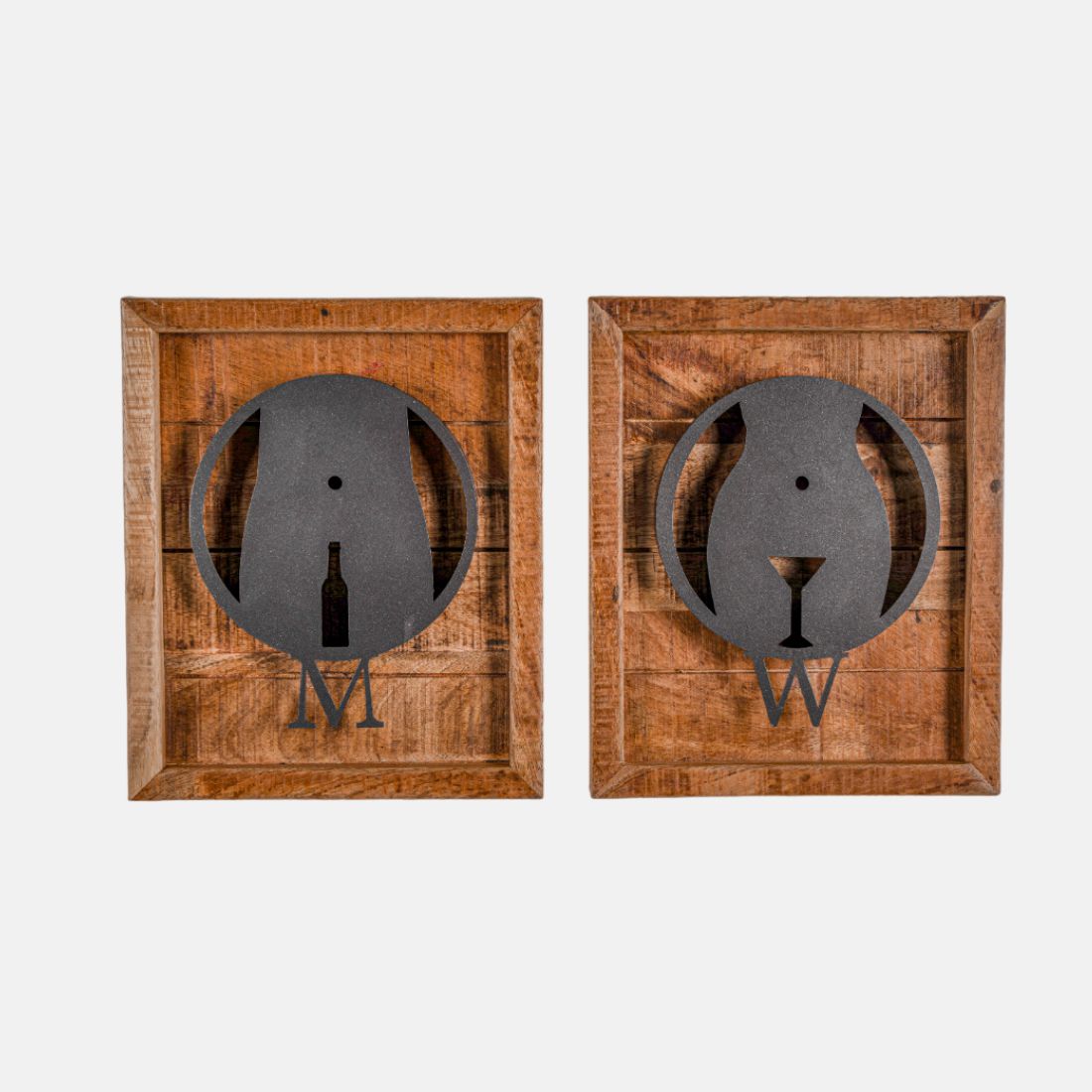 Toilet Sign Boards Madeup Of Rough Natural Mango Wood