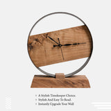 Natural Wood And Metal Finish Table Clock