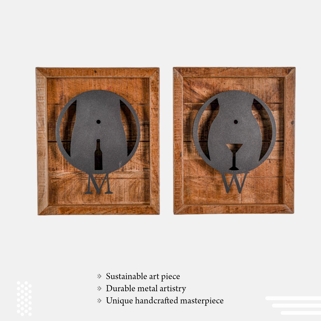 Toilet Sign Boards Madeup Of Rough Natural Mango Wood
