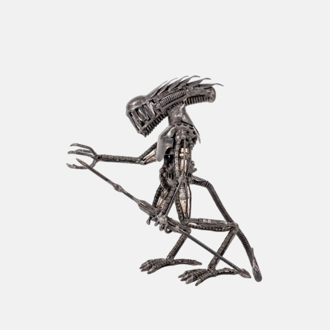 Alien Modern Home Decor Sculpture Recycled Handcrafted Metal art and Natural Iron Finish