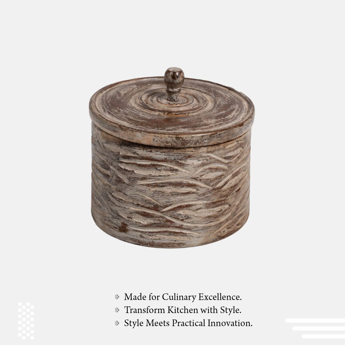 Hand-Carved Old Teak Wooden Pot