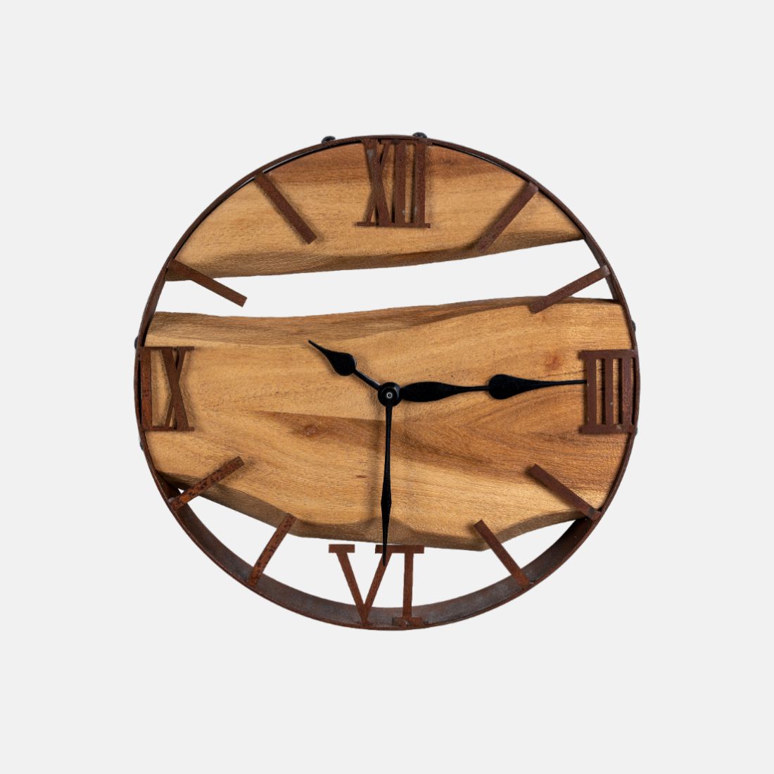 Acacia Wood And Rustic Metal Finish Wall clock