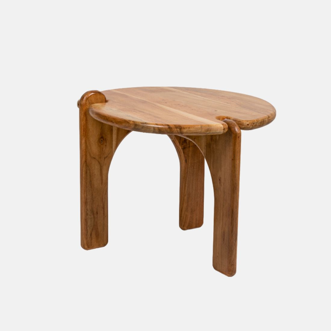 Premium Round wood side table Natural Acacia wood Finish Easy to Build