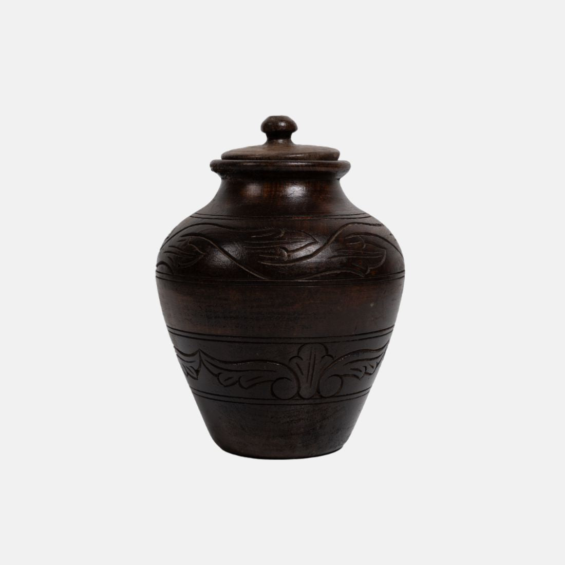 Old Teak Wood Vintage Curd Pot