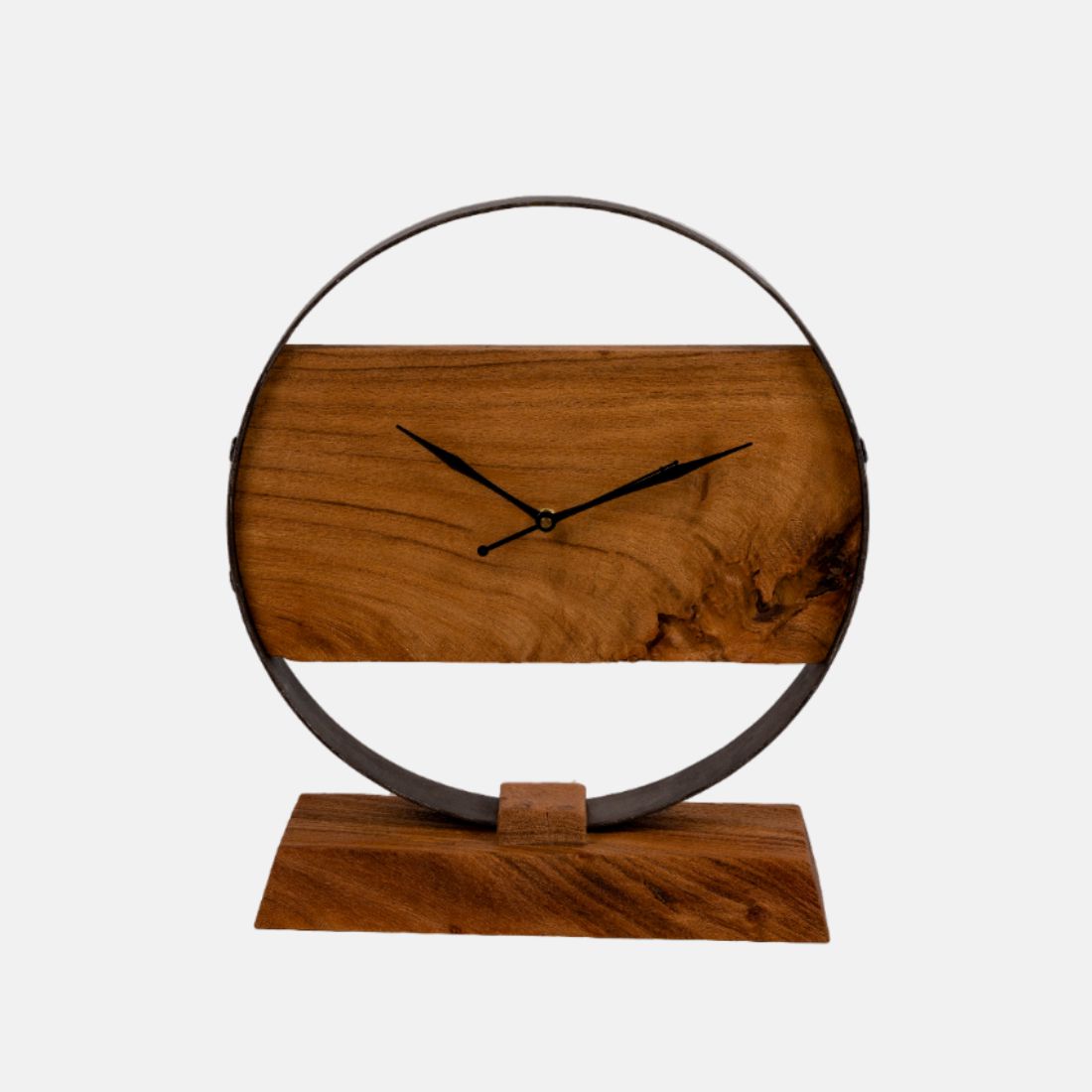 Natural Wood And Metal Finish Table Clock