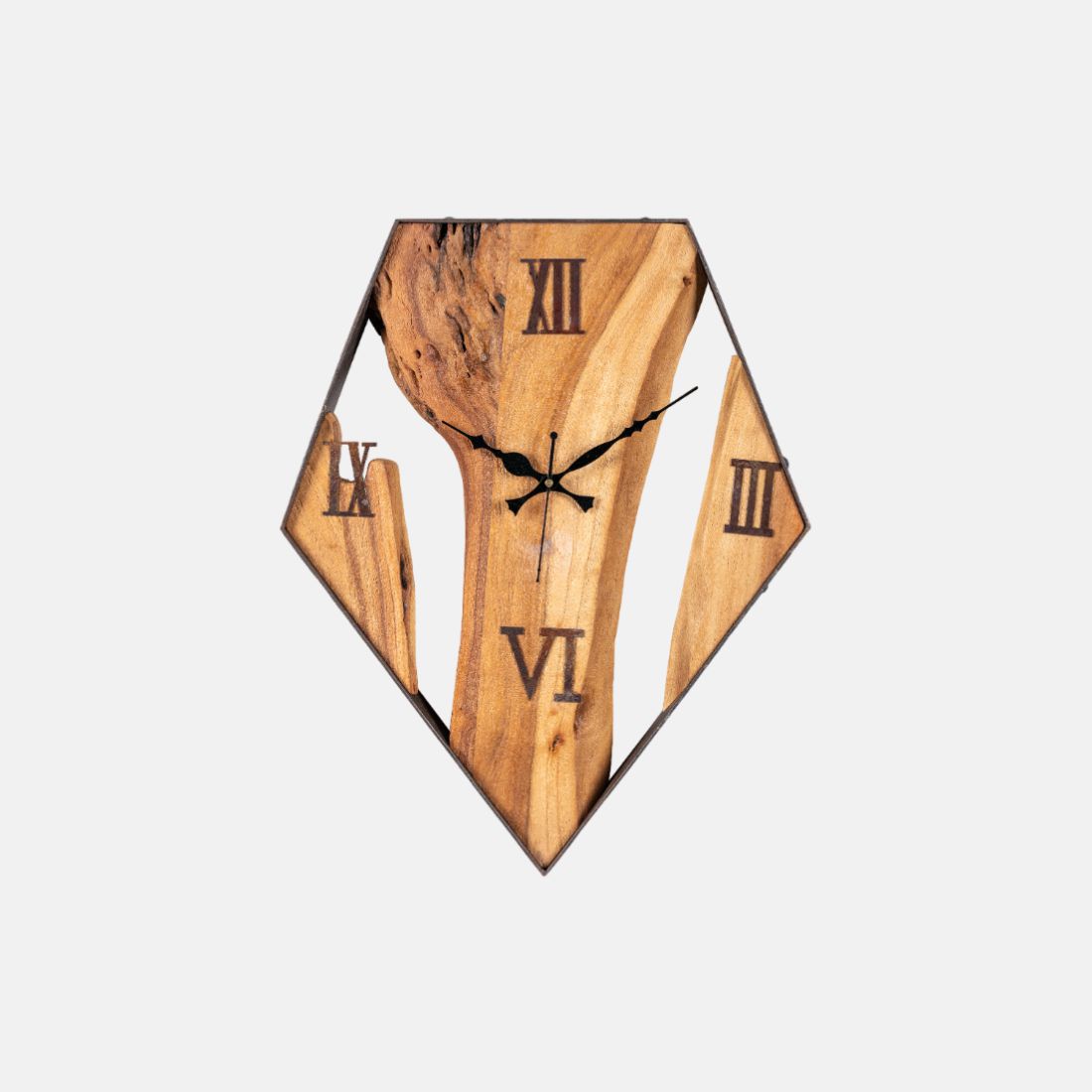 Acacia Wood And Rustic Iron Finish Wall Clock