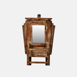 Old Teak Wood Indian Vintage Wall Mount Mirror