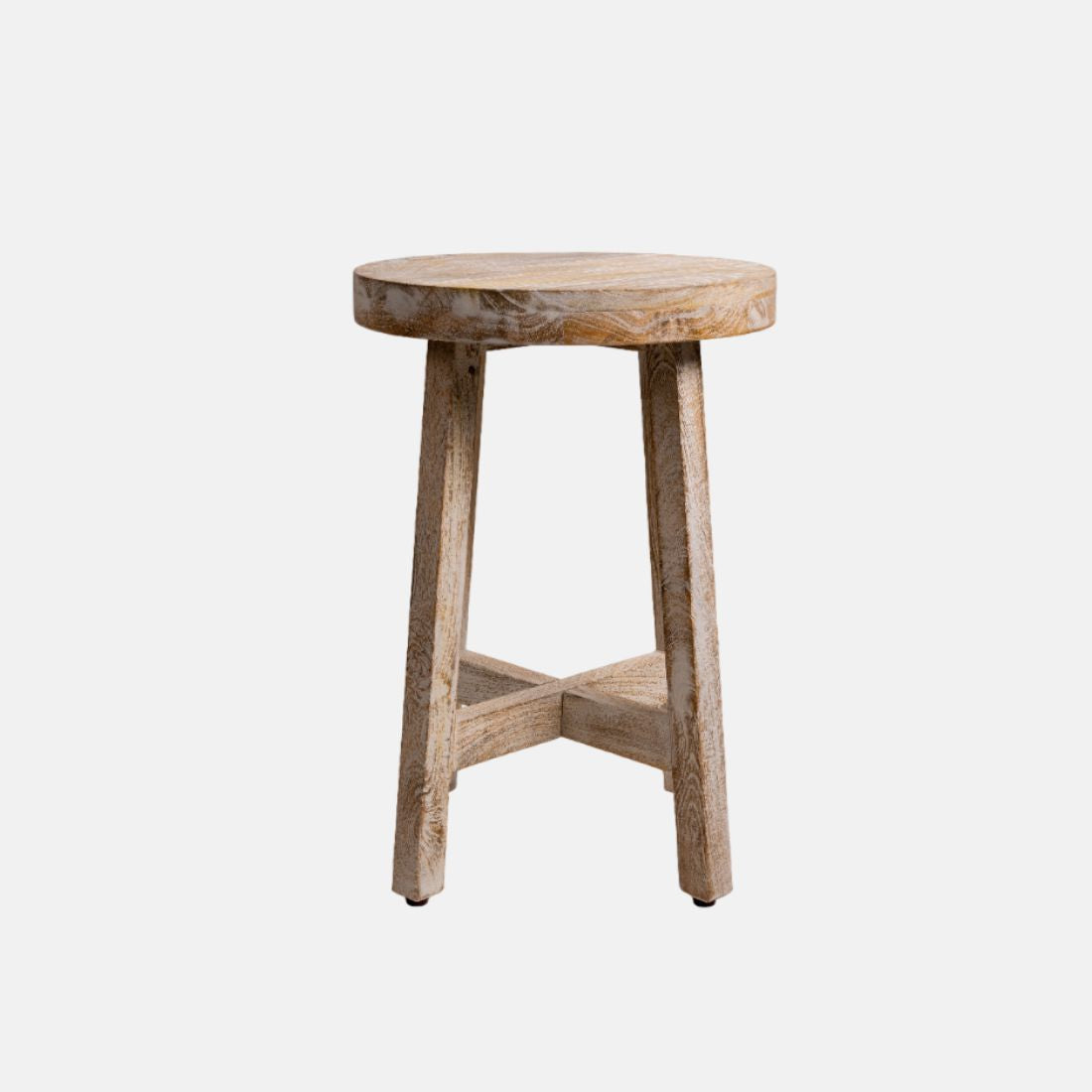 Sandblasted Distress White Mango Wood Finish Side table