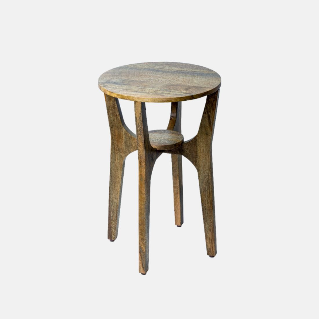 Mango Wood Light Walnut Wood Finish Side Table