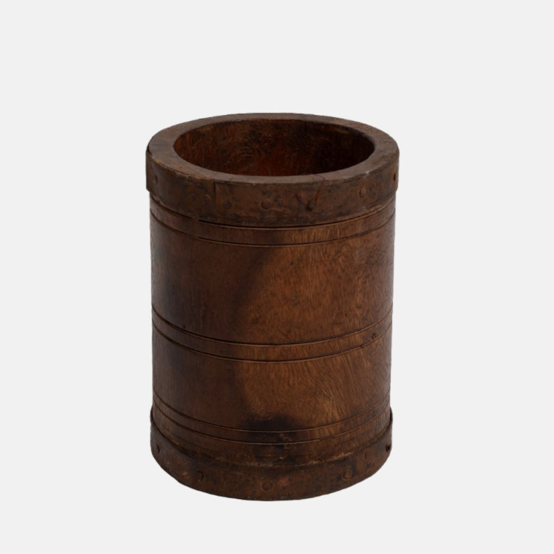 Old Teak Wood Indian Barte Pot