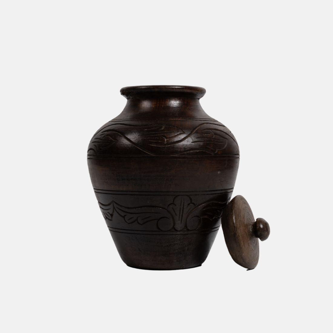 Old Teak Wood Vintage Curd Pot