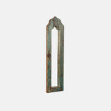 Sleek Arch Design Mirror Frame Made Up Of Old Reclaimed Colorful Wood