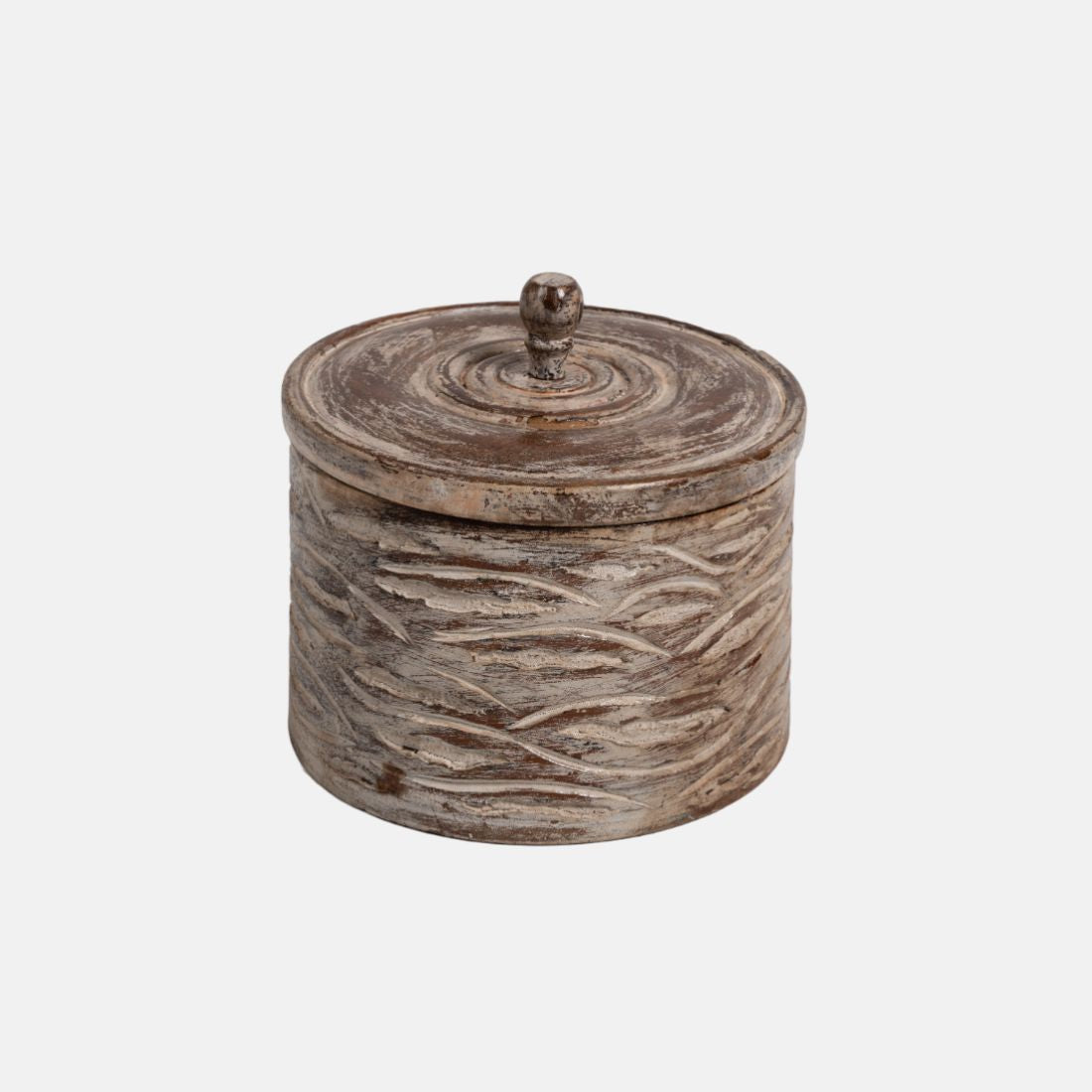 Hand-Carved Old Teak Wooden Pot