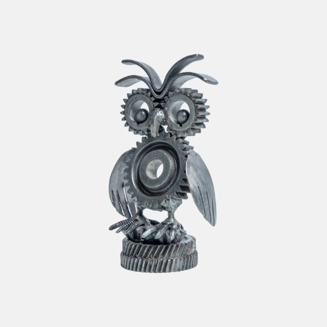Paper Weight Made Up Of Recycled Metal In A shape Of Owl