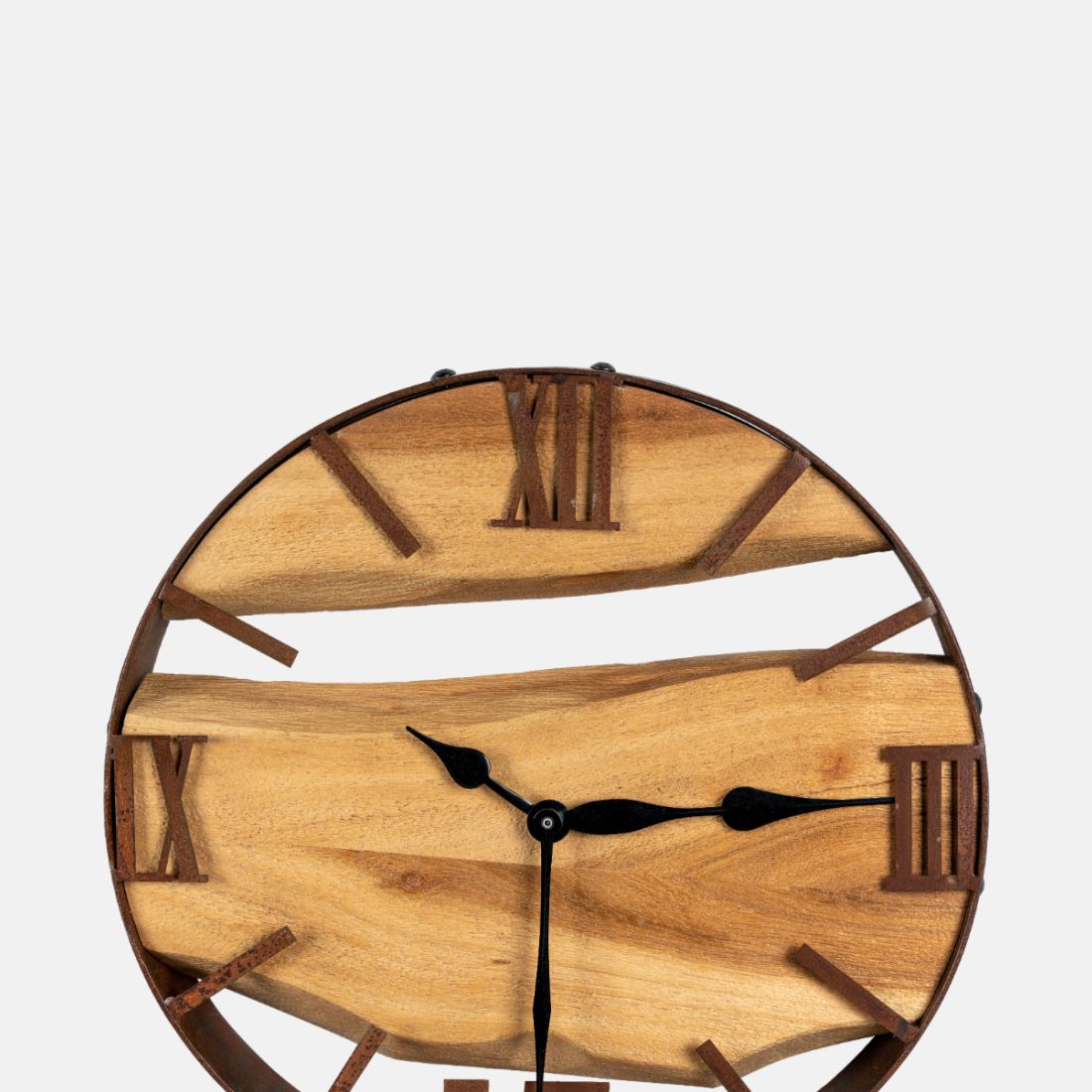 Acacia Wood And Rustic Metal Finish Wall clock