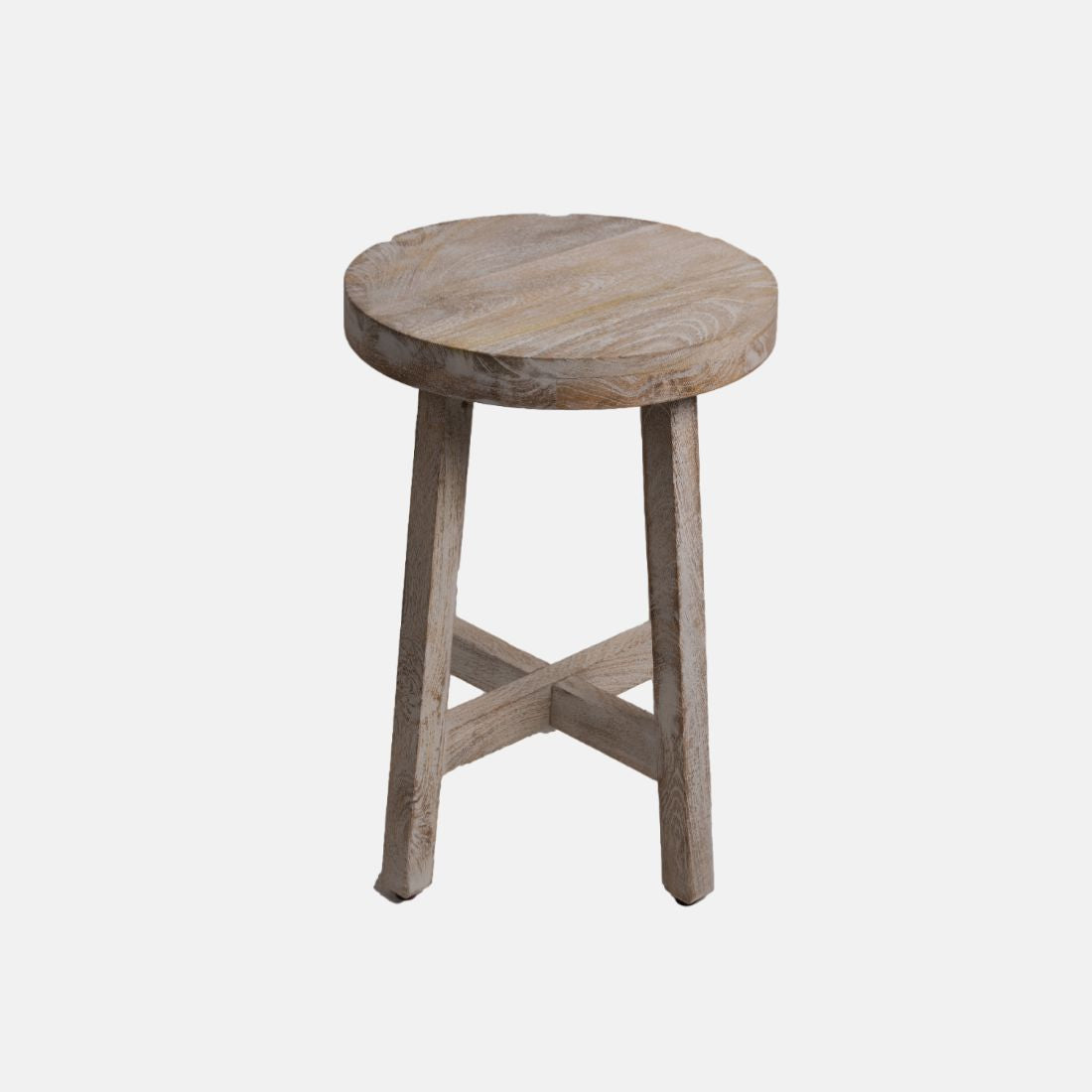 Sandblasted Distress White Mango Wood Finish Side table
