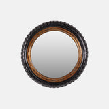 Wall Mount Mirror Madeup Of Small Bicycle Tyre With A Combination Of Rusty Look Metal