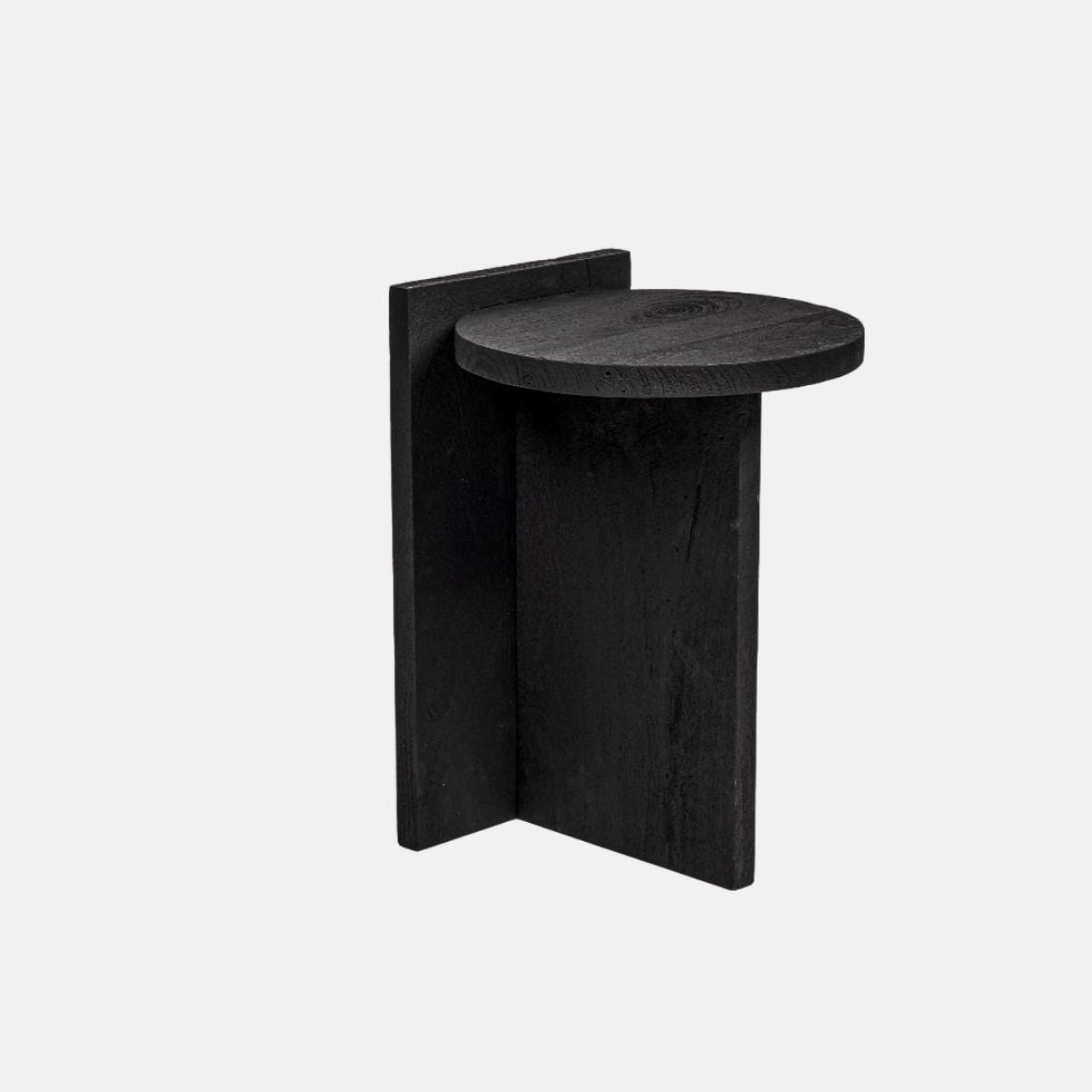Black Sandblasted Mango Wood Finish Side Table