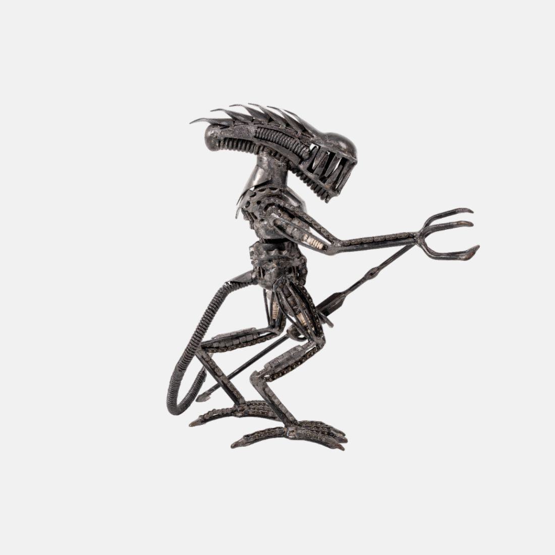 Alien Modern Home Decor Sculpture Recycled Handcrafted Metal art and Natural Iron Finish