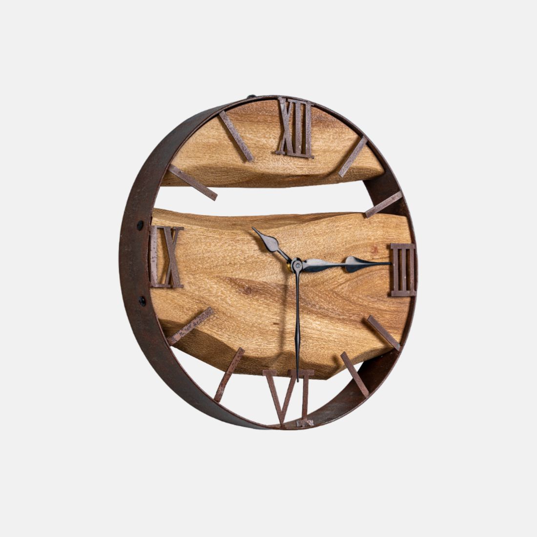 Acacia Wood And Rustic Metal Finish Wall clock