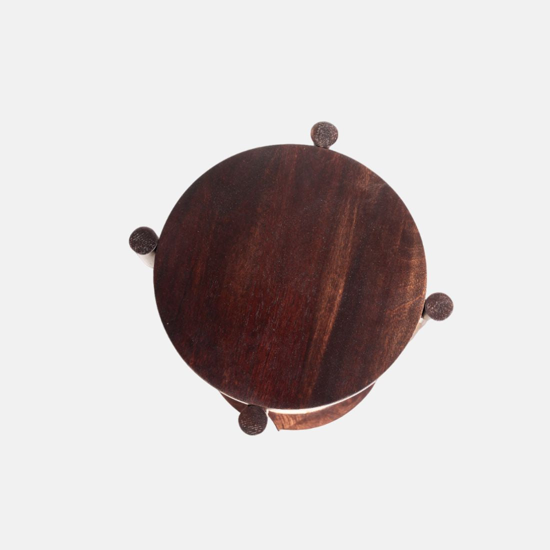 Mango Wood And Cane Round Dark Walnut Side Table