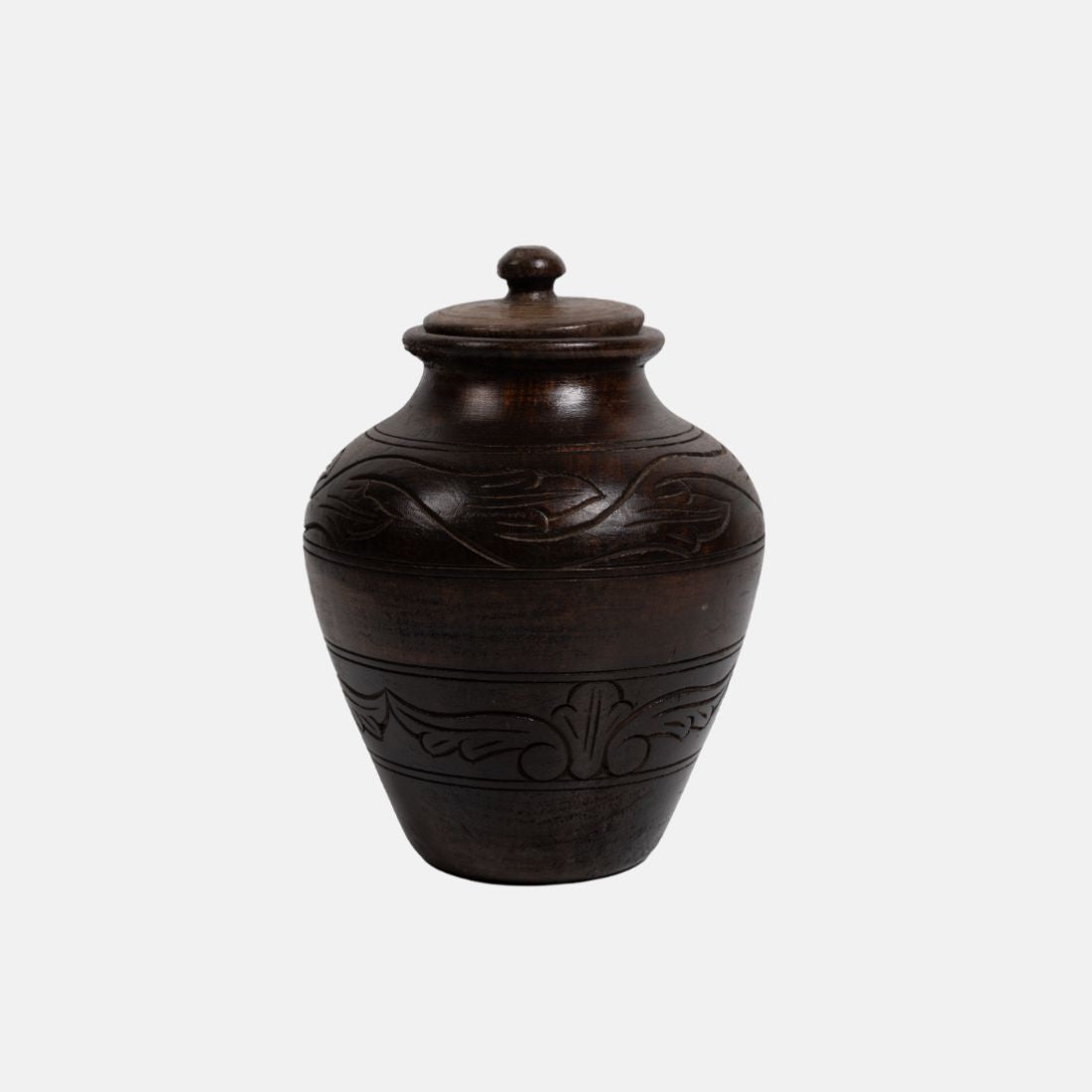 Old Teak Wood Vintage Curd Pot