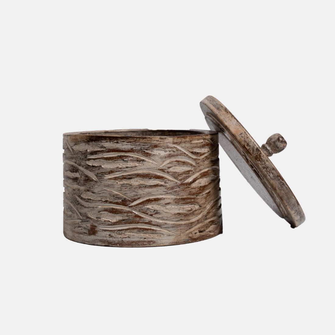 Hand-Carved Old Teak Wooden Pot