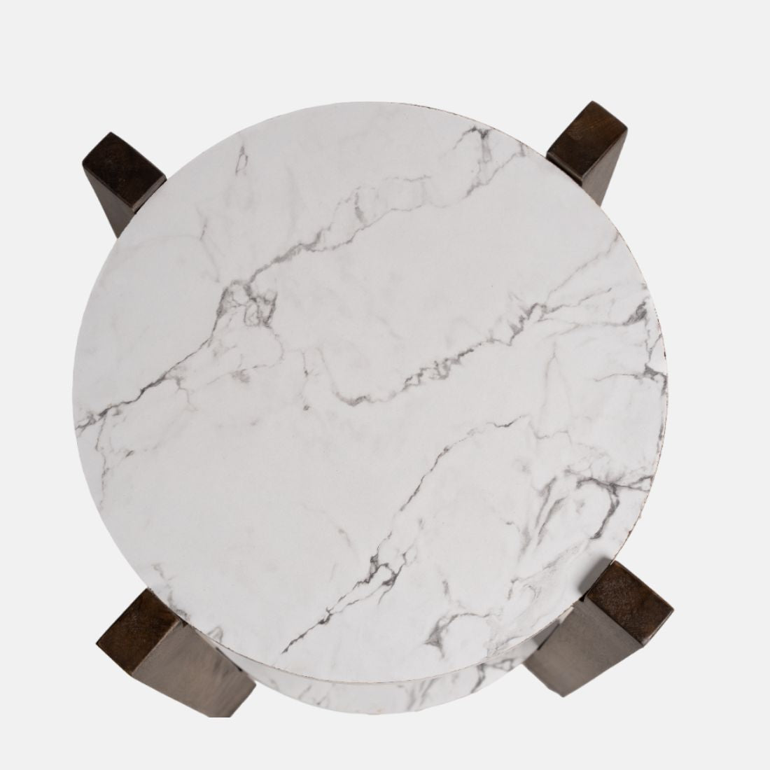 Black Mango Wood And White Marble Veener Side Table