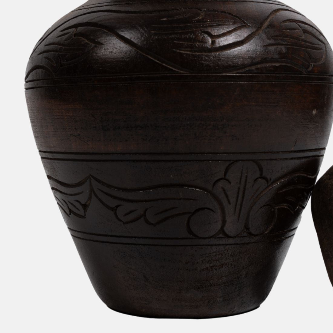 Old Teak Wood Vintage Curd Pot