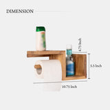 Mango Wood Wall Mount Toilet Roll Holder