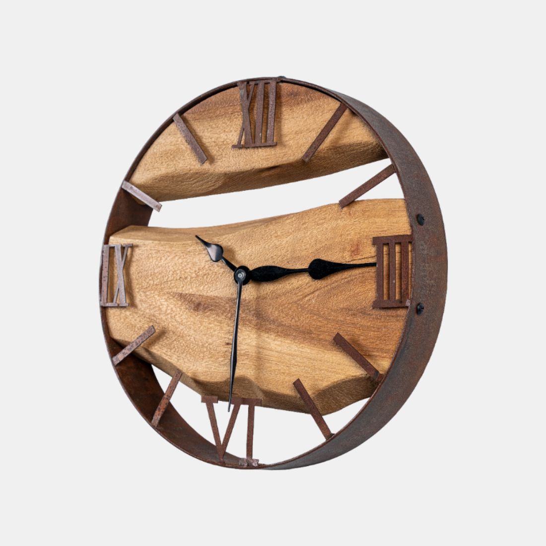 Acacia Wood And Rustic Metal Finish Wall clock