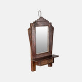 Old Teak Wood Indian Vintage Wall Mount Mirror