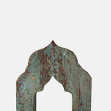 Sleek Arch Design Mirror Frame Made Up Of Old Reclaimed Colorful Wood