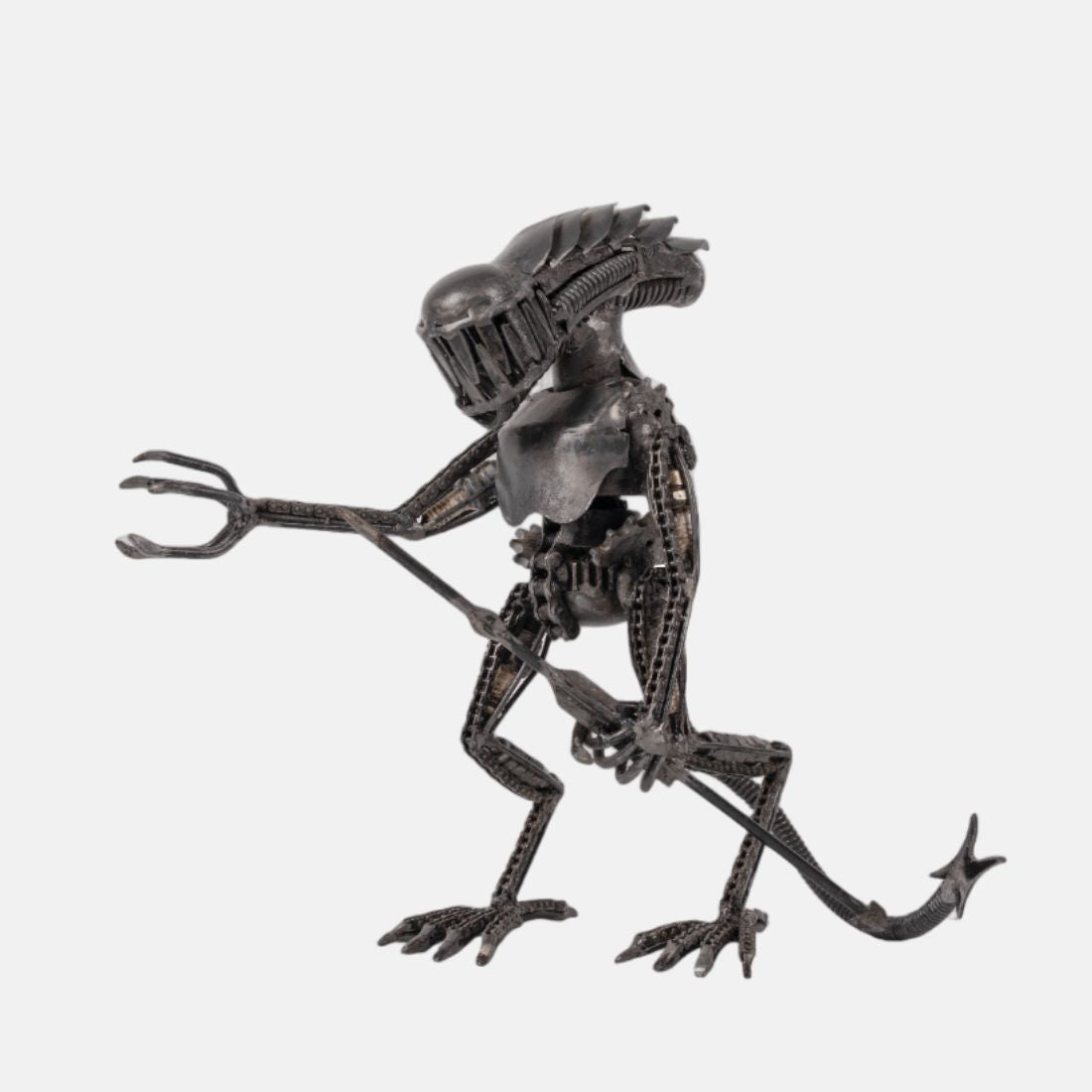 Alien Modern Home Decor Sculpture Recycled Handcrafted Metal art and Natural Iron Finish