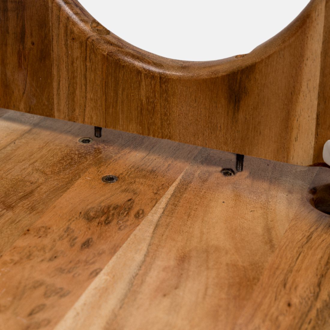Premium Round wood side table Natural Acacia wood Finish Easy to Build