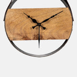 Acacia Wood With Sand Blasted Effect And Fine Leather Handle Wall Clock