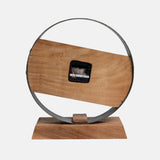 Natural Wood And Metal Finish Table Clock