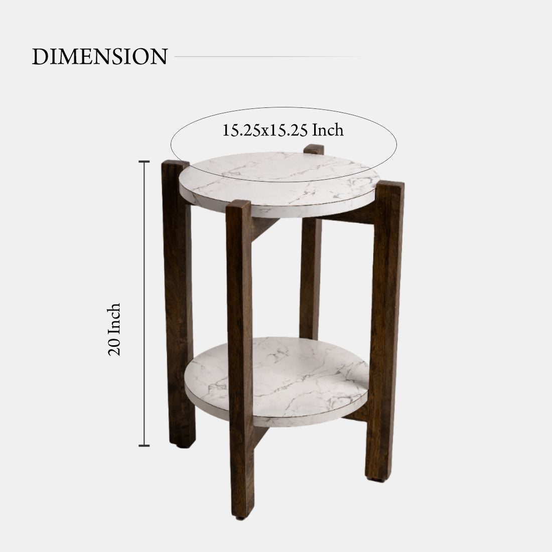 Black Mango Wood And White Marble Veener Side Table
