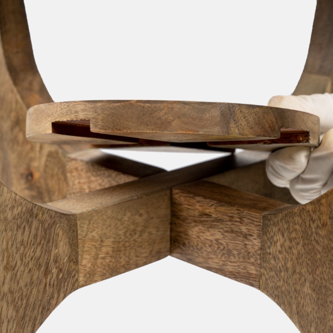 Mango Wood Light Walnut Wood Finish Side Table