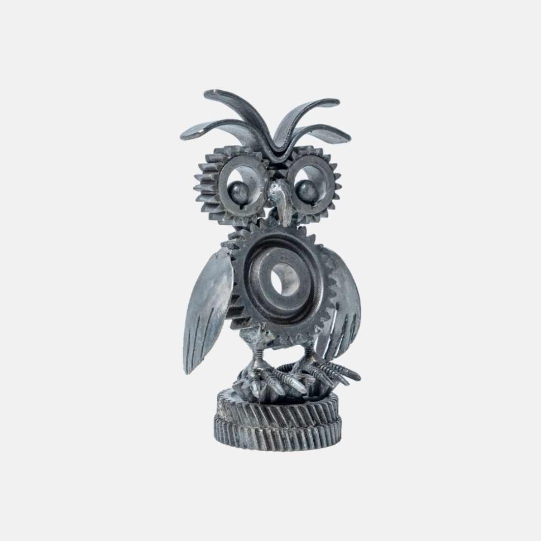 Paper Weight Made Up Of Recycled Metal In A shape Of Owl