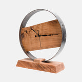 Natural Wood And Metal Finish Table Clock
