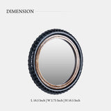 Wall Mount Mirror Madeup Of Small Bicycle Tyre With A Combination Of Rusty Look Metal