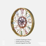 Wall Clock Madeup Of Old Moped Wheel Rim And Bicycle Gear