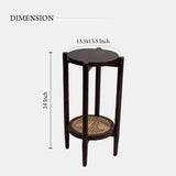 Mango Wood And Cane Round Dark Walnut Side Table