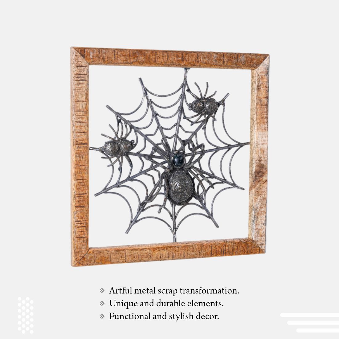 Natural Wood Finish And Natural Metal Finish Spider Web Frame