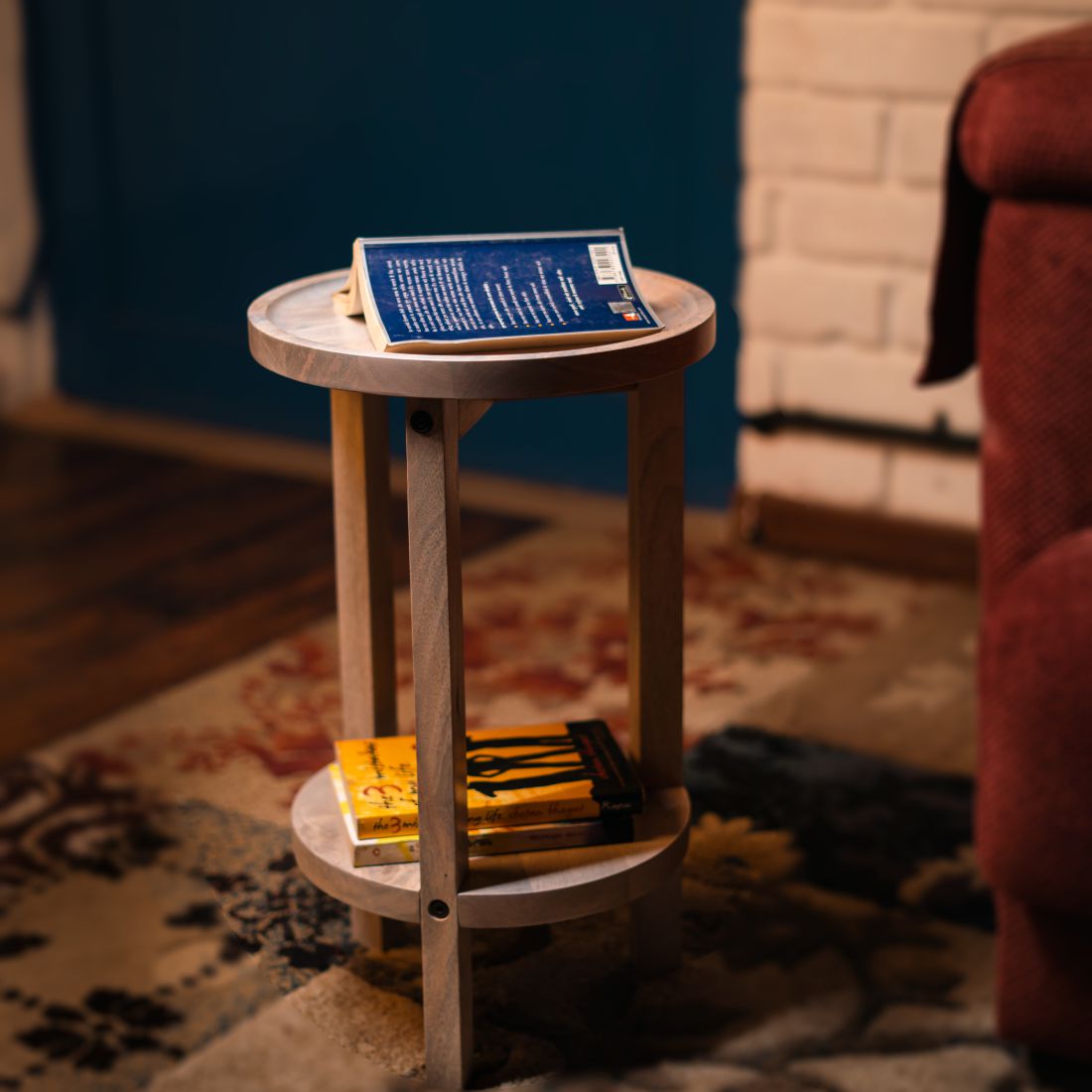 Mango Wood Smoke White Side Table