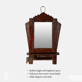 Old Teak Wood Indian Vintage Wall Mount Mirror
