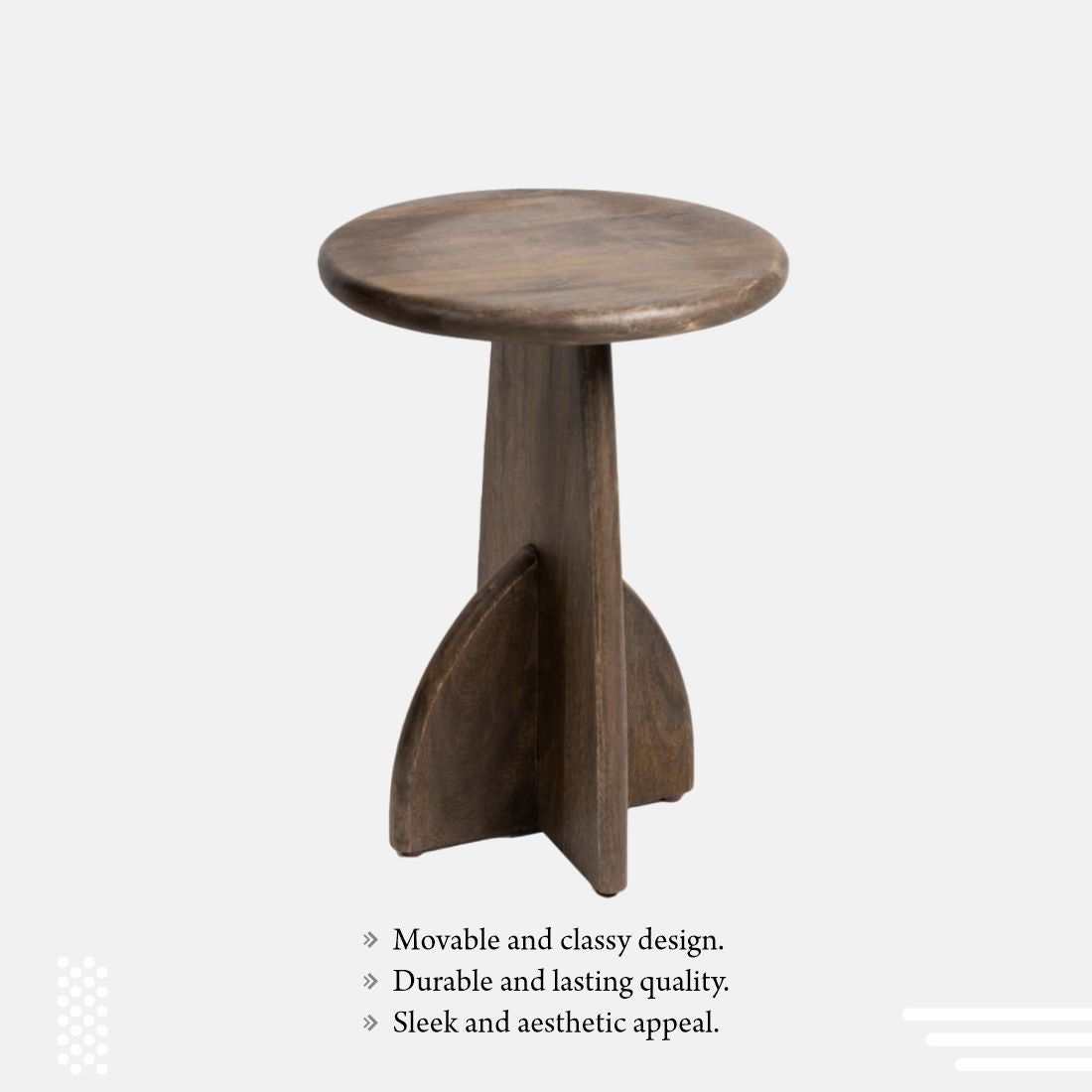 Water Base Black Mango Wood Finish Side Table