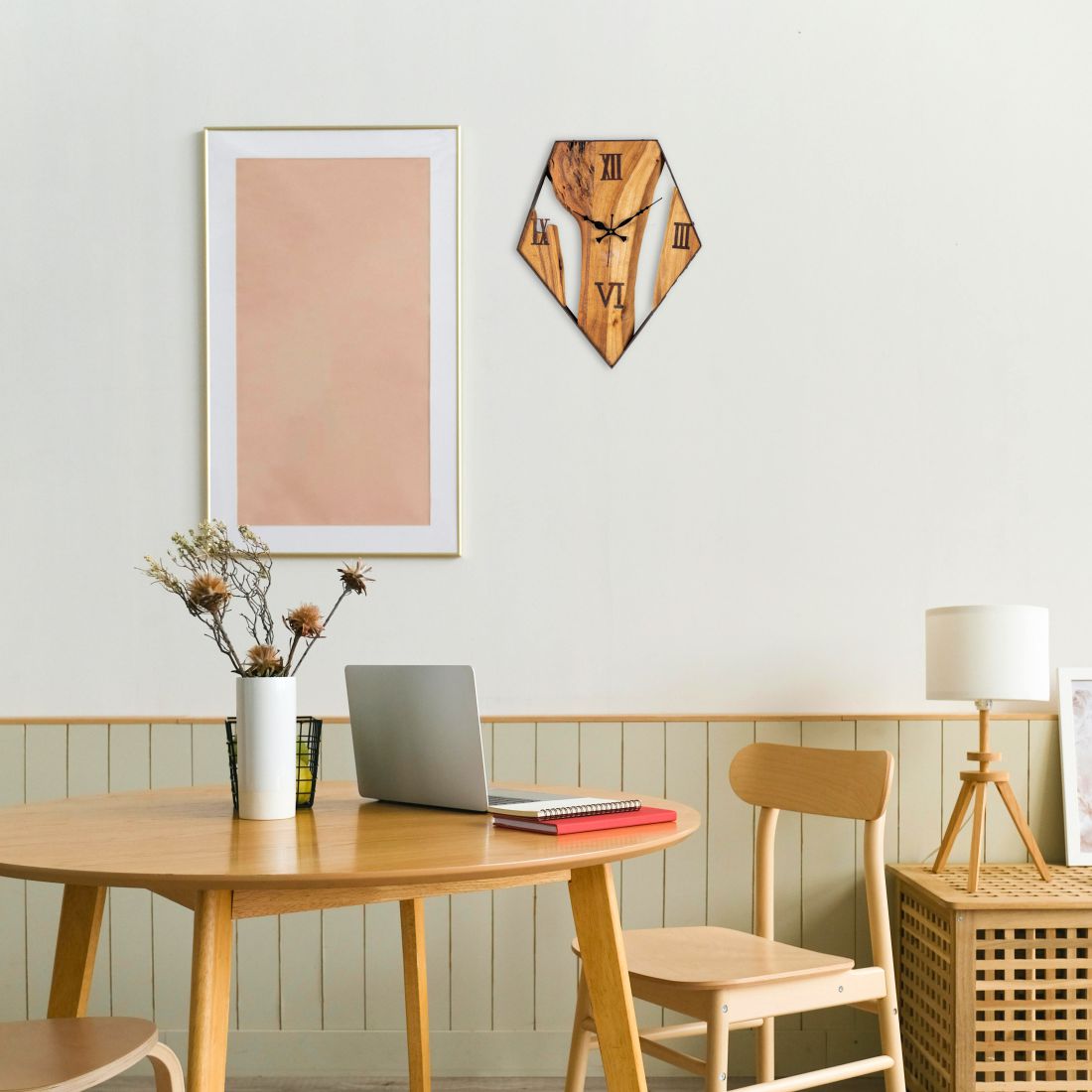 Acacia Wood And Rustic Iron Finish Wall Clock