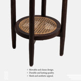 Mango Wood And Cane Round Dark Walnut Side Table